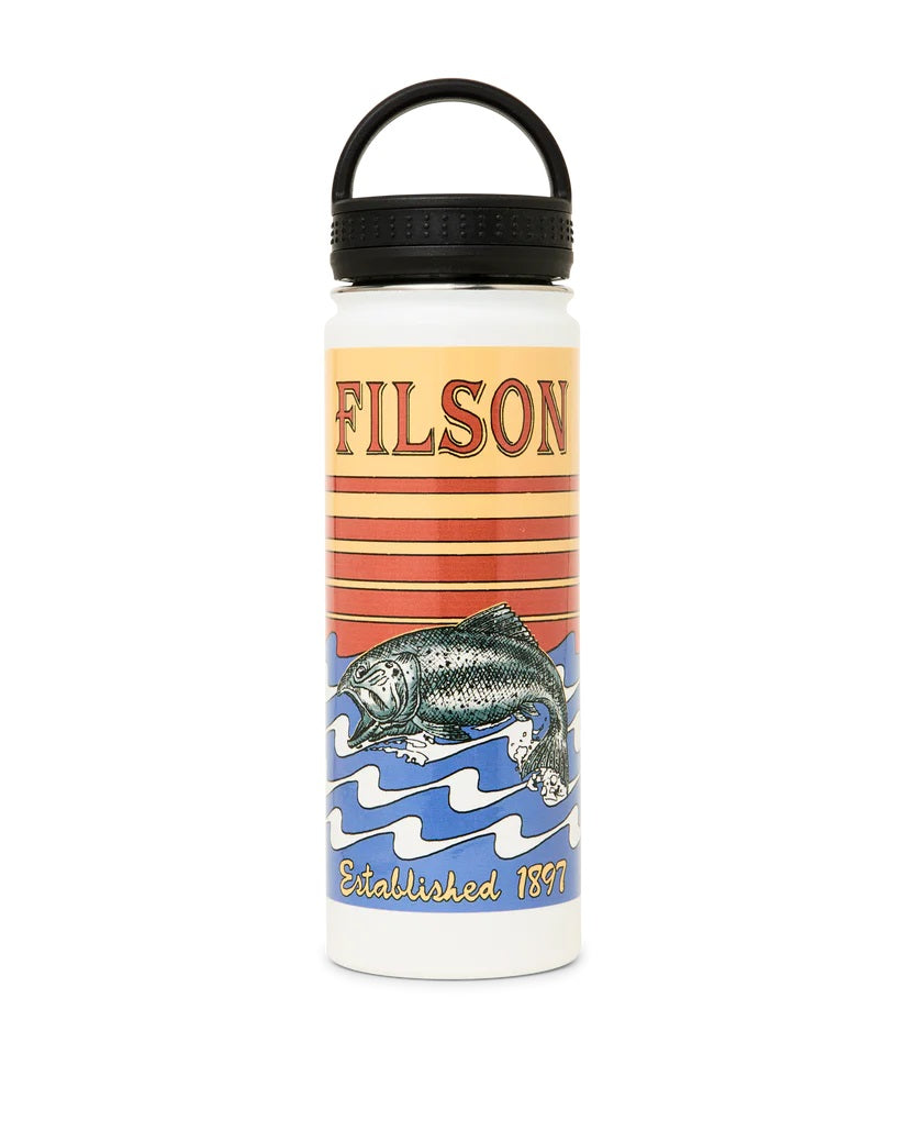 Metal Water Bottle- White/Dusk Fish